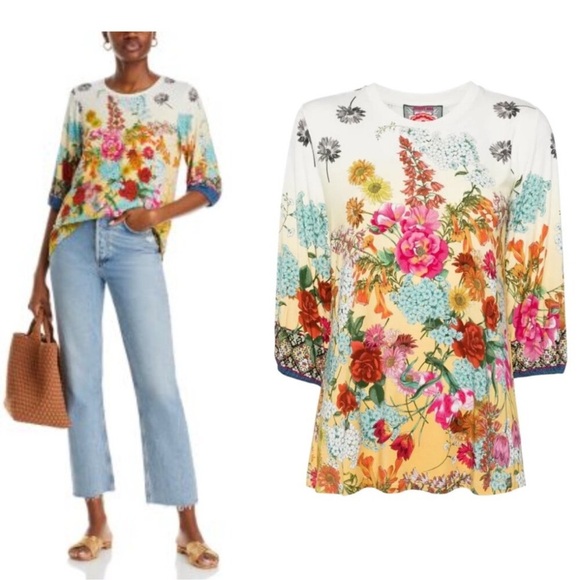 Johnny Was Puff Sleeve Floral Delite Top Size XXL - Picture 1 of 6